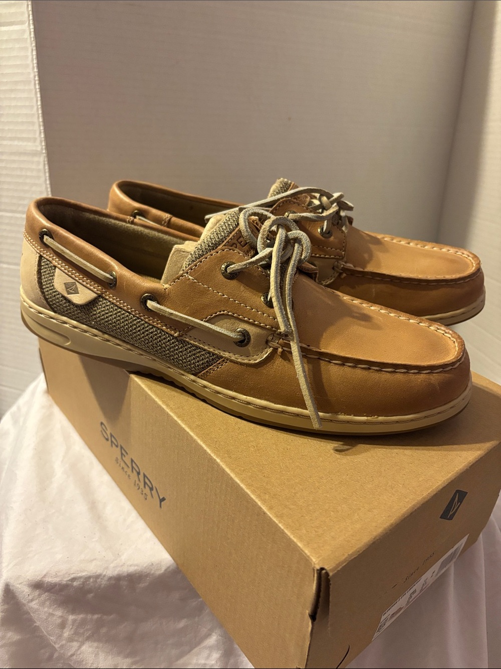 Sperry Men's Cognac Leather & Mesh Boat Shoes